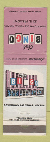Matchbook Cover - Club Bingo Casino Las Vegas NV WEAR