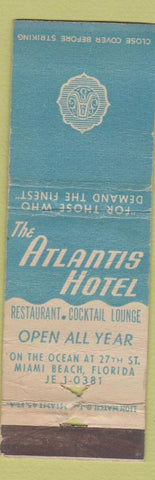 Matchbook Cover - Atlantis Hotel Miami Beach FL WORN