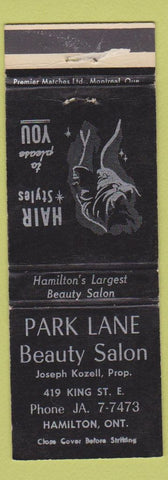 Matchbook Cover - Park Lane Beauty Salon Hamilton ON girlie