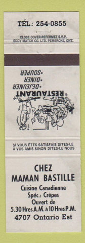 Matchbook Cover - Chez Maman Bastille QC grey