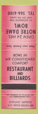 Matchbook Cover - Notre Dame Bowling Billiards Sudbury ON red