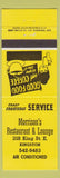 Matchbook Cover - Morrison's Restaurant Lounge Kingston ON yellow