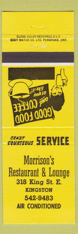 Matchbook Cover - Morrison's Restaurant Lounge Kingston ON yellow