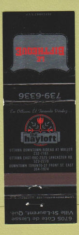 Matchbook Cover - Le Biftheque The Hayloft Ville ST Laurent QC #1