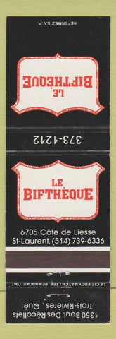 Matchbook Cover - Le Biftheque The Hayloft Ville ST Laurent QC #2