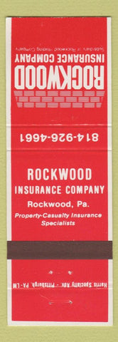 Matchbook Cover - Rockwood Insurance Comapny Rockwood PA