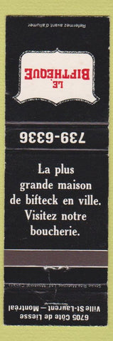 Matchbook Cover - Le Biftheque The Hayloft Ville ST Laurent QC