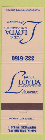 Matchbook Cover - Jack C Loyda Insurance Milwaukee WI