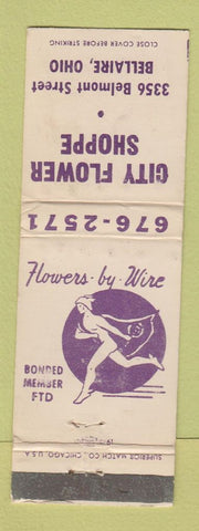 Matchbook Cover - City Flower Shoppe Bellaire OH WORN