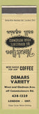 Matchbook Cover - Demars Variety London ON yellow