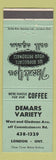 Matchbook Cover - Demars Variety London ON green