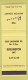 Matchbook Cover - Riviera Motor Court Burlington ON yellow