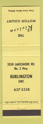 Matchbook Cover - Riviera Motor Court Burlington ON yellow