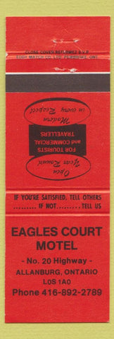 Matchbook Cover - Eagles Court Motel Allanburg ON red
