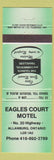 Matchbook Cover - Eagles Court Motel Allanburg ON green