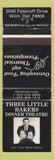 Matchbook Cover - Three Little Bakers Dinner Theatre Wilmington DE WEAR