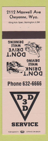 Matchbook Cover - 3 D Service Cheyenne WY