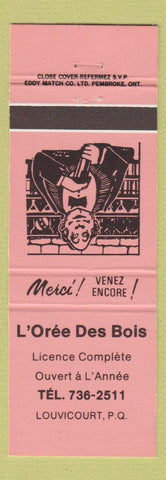 Matchbook Cover - L Oree Des Bois Louvicourt QC neon orange