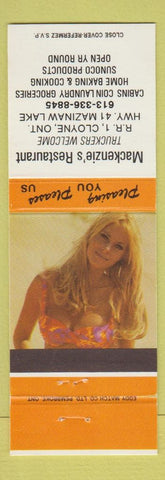 Matchbook Cover - Mackenzie's Restaurant Cloyne ON pinup