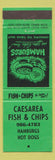 Matchbook Cover - Caesarea Fish Chips ON green