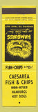 Matchbook Cover - Caesarea Fish Chips ON yellow