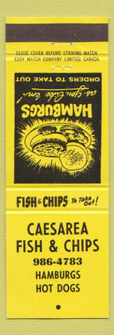 Matchbook Cover - Caesarea Fish Chips ON yellow