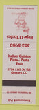 Matchbook Cover - Pepe O'Toole's Pizza Greeley Colorado