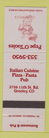 Matchbook Cover - Pepe O'Toole's Pizza Greeley Colorado