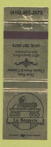 Matchbook Cover - LA Bergerie San Francisco CA