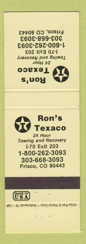 Matchbook Cover - Ron's Texaco oil gas Frisco Colorado