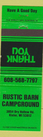 Matchbook Cover - Rustic Barn Campground Kieler WI