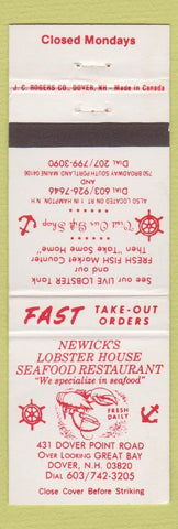 Matchbook Cover - Newick's Lobster House Dover NH