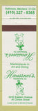 Matchbook Cover - Haussner's Restaurant Baltimore MD