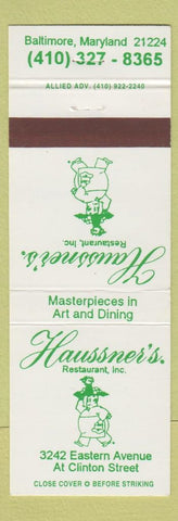Matchbook Cover - Haussner's Restaurant Baltimore MD