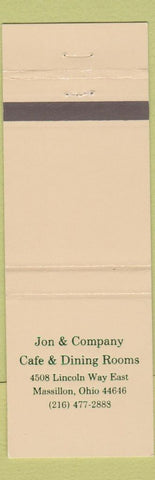 Matchbook Cover - Jon and Company Cafe Massillon OH