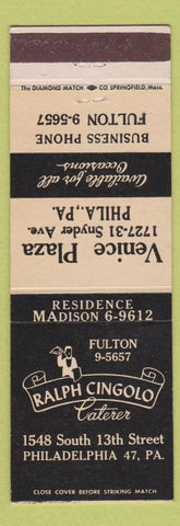 Matchbook Cover - Venice Plaza Philadelphia PA Ralph Cingolo Catering