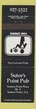 Matchbook Cover - Sutor's Point Pub Somers Point NJ