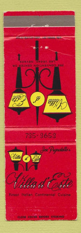 Matchbook Cover - Villa D Este Italian Restaurant Las Vegas NV