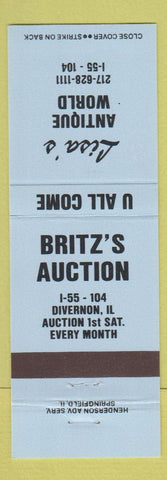 Matchbook Cover - Lisa's Antique World Divernon IL Britz's Auction