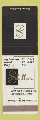 Matchbook Cover - Shuller's Cincinnati OH Restaurant Motel