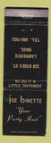 Matchbook Cover - Joe Binette Lawrence MA WEAR