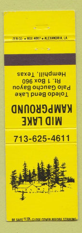 Matchbook Cover - Mid Lake Kampground camping Hemphill TX