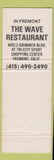Matchbook Cover - The Wave Seafood Restaurant San Francisco CA