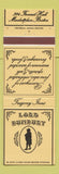 Matchbook Cover - Lord Bunbury Boston MA