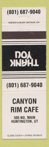 Matchbook Cover - Canyon Rim Cafe Huntington UT
