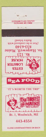 Matchbook Cover - Estes Lobster House South Harpswell ME Woolwich ME