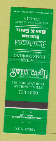 Matchbook Cover - Andiamo Italian Bar Grill Addison TX Sweet Basil