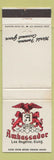 Matchbook Cover - Ambassador Hotel Los Angeles CA WEAR