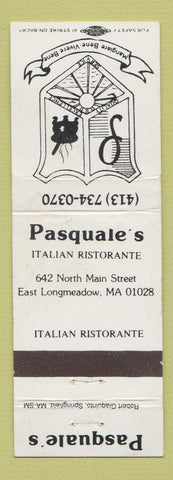 Matchbook Cover - Pasquale's Italian Restaurant East Longmeadow MA