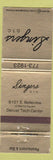 Matchbook Cover - Singers Denver Colorado Tech Center